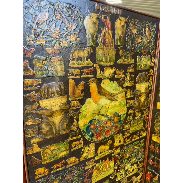 Chestnut Large English Victorian Scrap Screen For Sale - Image 8 of 18