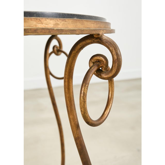 Late 20th Century Rene Drouet Style Gilded Iron Granite Top Center Table For Sale - Image 5 of 15