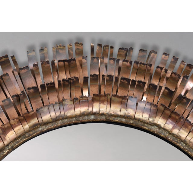 Curtis Jere Mid-Century Modern Brutalist Eyelash Copper Mirror by Curtis Jere, Signe For Sale - Image 4 of 14
