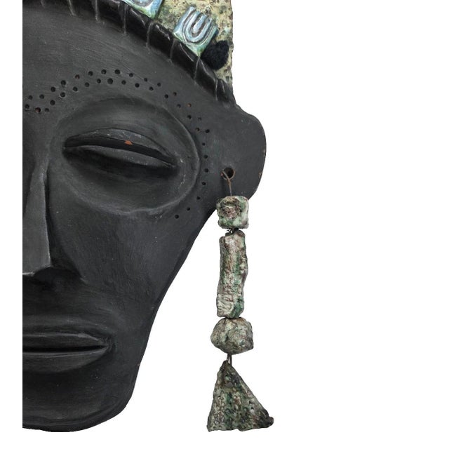 1980s 1986 Vintage Handmade Terracotta Fired Clay Wall Mask Decorative Signed Maria A. African Studio Pottery 80s For Sale - Image 5 of 15