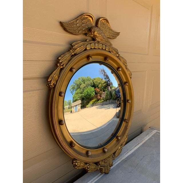 American Mid 20th Century American Federal Giltwood Eagle Bullseye Convex Mirror For Sale - Image 3 of 11