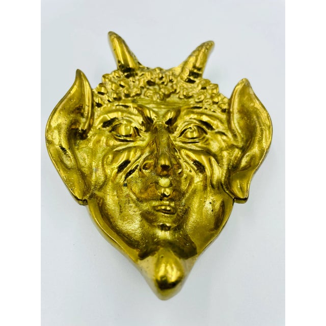 Metal Mid 20th Century Heavy Solid Brass Bacchus/Pan Motif Trinket Dish For Sale - Image 7 of 13