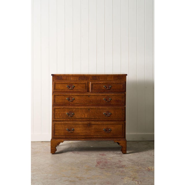 19th Century Oak and Mahogany Crossbanded Two Over Three Chest of Drawers