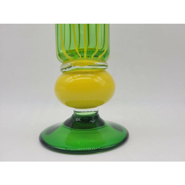 Mid-Century Modern Vintage Murano Style Studio Art Glass Tulip 12" Vase For Sale - Image 3 of 6