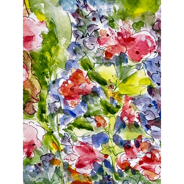 Original Ink and Wash Watercolor Painting Lillies For Sale - Image 4 of 6