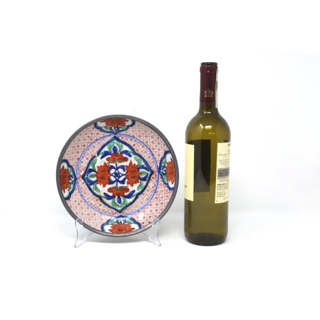 Vintage Hand-Painted Japanese Porcelain and Pewter Bowl For Sale In Tampa - Image 6 of 7