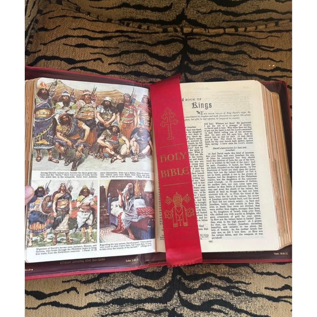 1955 Holy Angels Edition Catholic Bible – Red Gilt Illustrated Bible With Original Presentation Box For Sale In Naples, FL - Image 6 of 9