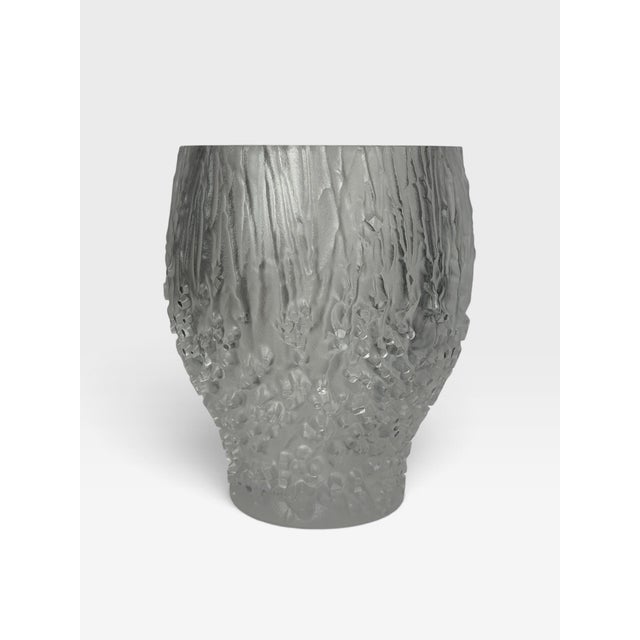 1970s Peill & Putzler West German Frosted Sculptural Art Glass Vase For Sale - Image 13 of 13