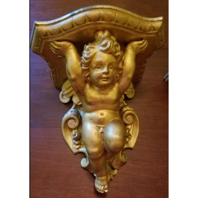 19th Century Italian Barretti Florence Carved Wood Angel Shelves - a Pair For Sale In Miami - Image 6 of 11