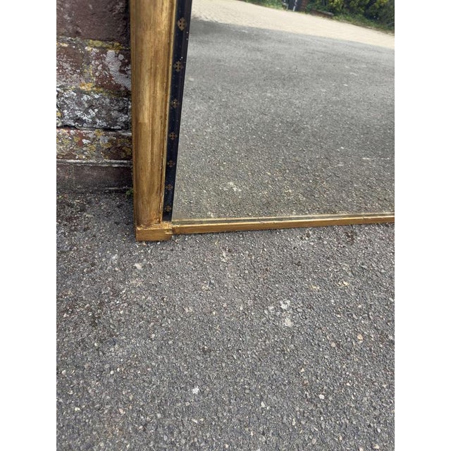 Antique English Carved Wood and Gesso Arched Top Gilt Overmantle Mirror For Sale - Image 4 of 7