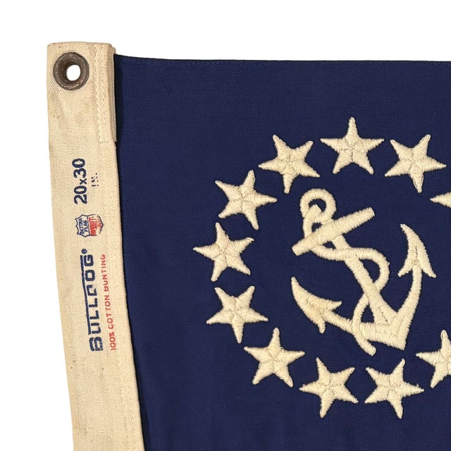This vintage yacht ensign flag is made from a cotton cloth with fully sewn design visible on both sides, including anchor...