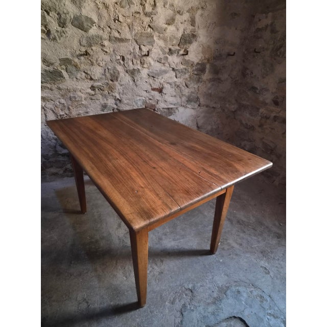Antique French Walnut Farmhouse Dining Table with Drawer, 1900s For Sale - Image 6 of 18
