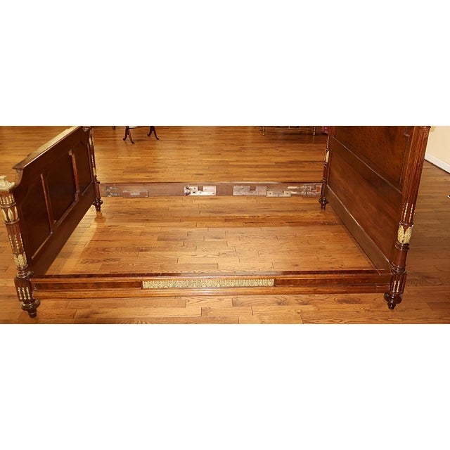 Brown 19th Century Bronze Mounted French Plum Pudding Acajou Mahogany Full Size Bed For Sale - Image 8 of 10