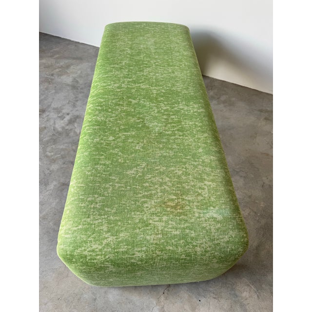 Bright Green 70s Postmodern Vladimir Kagan Style Upholstered Waterfall Bench/ Sold For Sale - Image 8 of 12