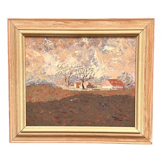 Bertil Wahlberg, Landscape, 1950s, Oil Painting on Panel, Framed For Sale