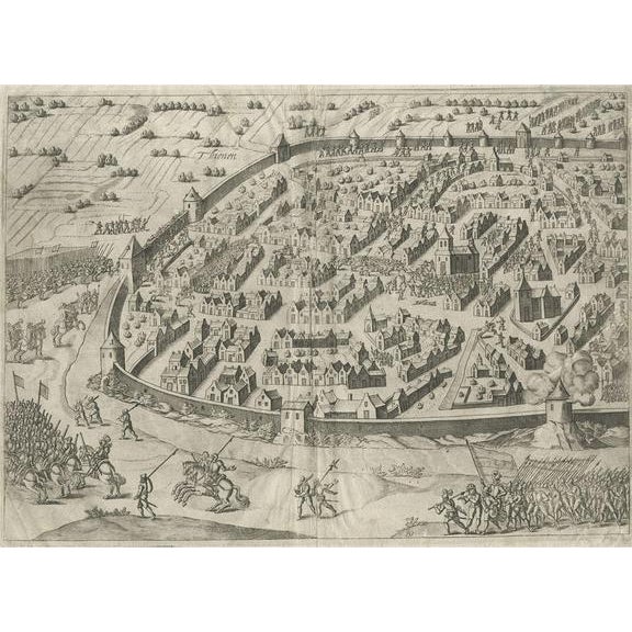 Engraved Map of Tienen in Flemish Brabant, Flanders, Belgium, 1615 For Sale - Image 6 of 6