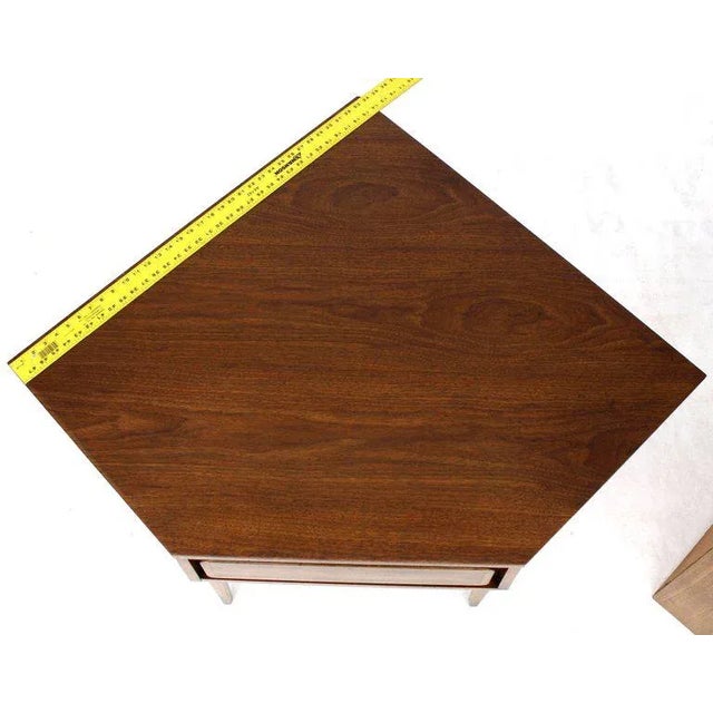 Mid-Century Modern Two-Piece Walnut Corner Desk Table Bookcase Hutch For Sale - Image 4 of 12