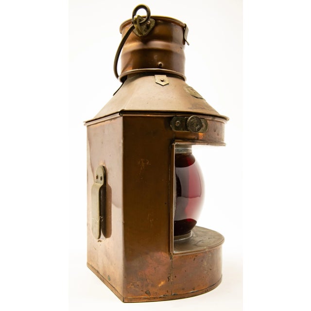 Metal 1902 Copper Port Ship Lantern by Tung Woo For Sale - Image 7 of 12