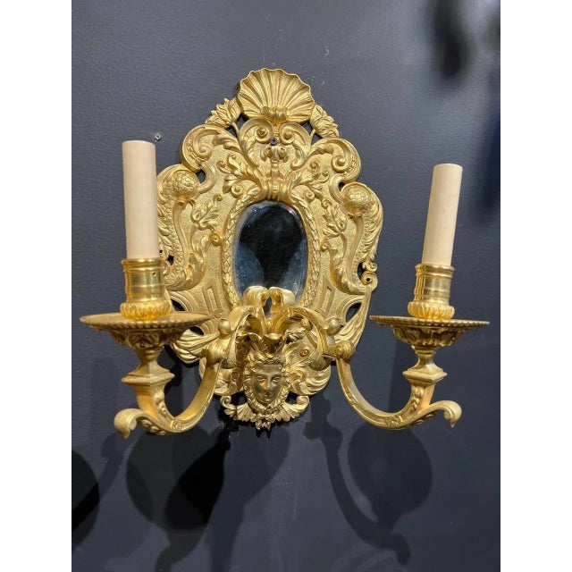 French Late 19th Century Gilt Bronze Sconces - A Pair For Sale - Image 3 of 7