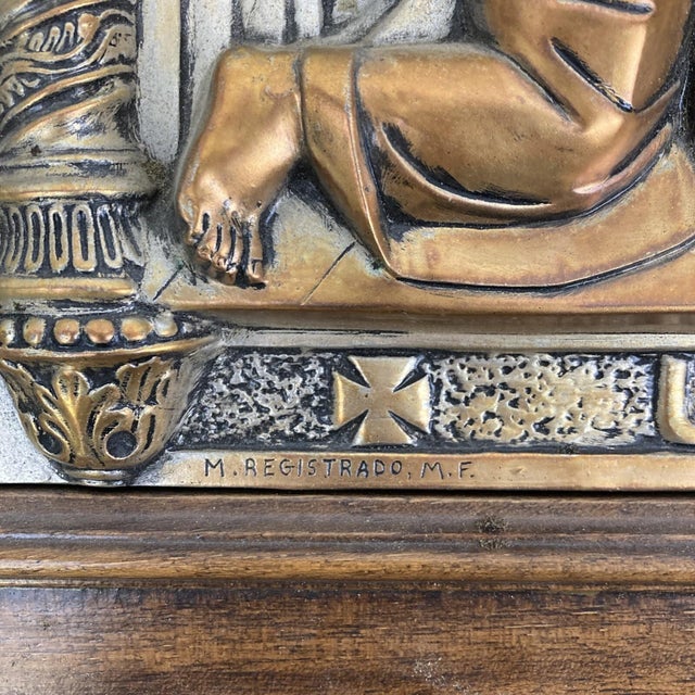 Religious VTG Wall Art Religious Last Supper Ultima Cena De Jesus Raised 3d Metal Framed For Sale - Image 3 of 9