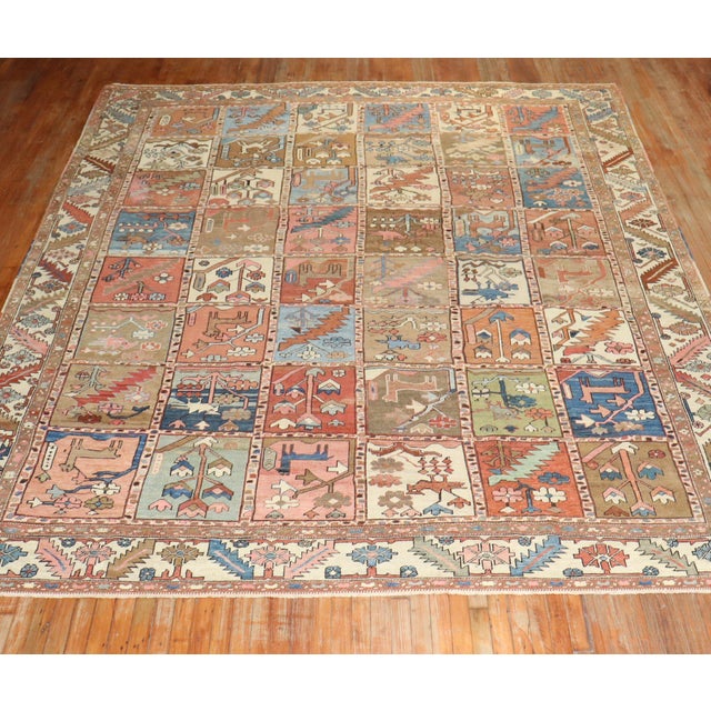 Textile Antique Persian Heriz Pictorial Room Size Rug For Sale - Image 7 of 18