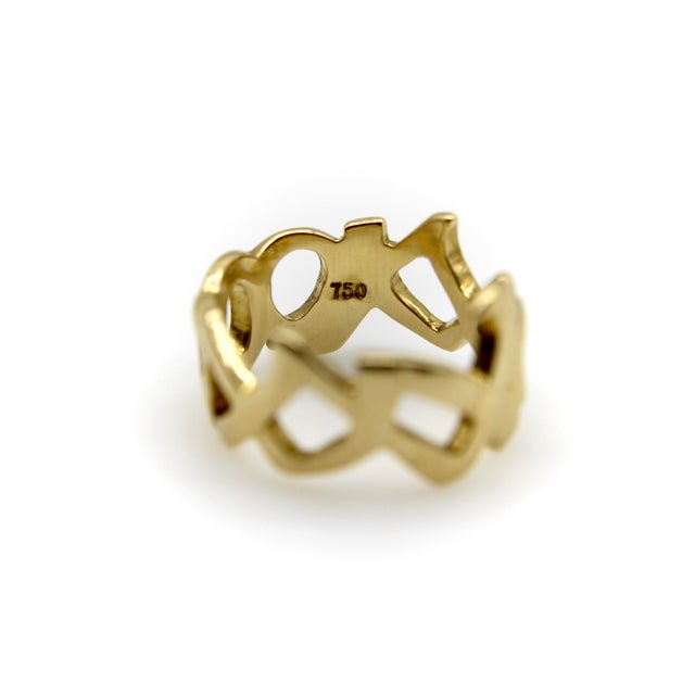 1980s 18k Gold Tiffany & Co. Paloma Picasso Graffiti Kiss Ring, Size 4.5 For Sale - Image 9 of 12