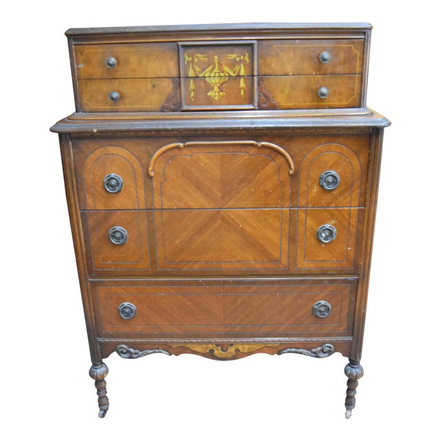 Vintage Traditional Mixed Wood Highboy Dresser Chairish