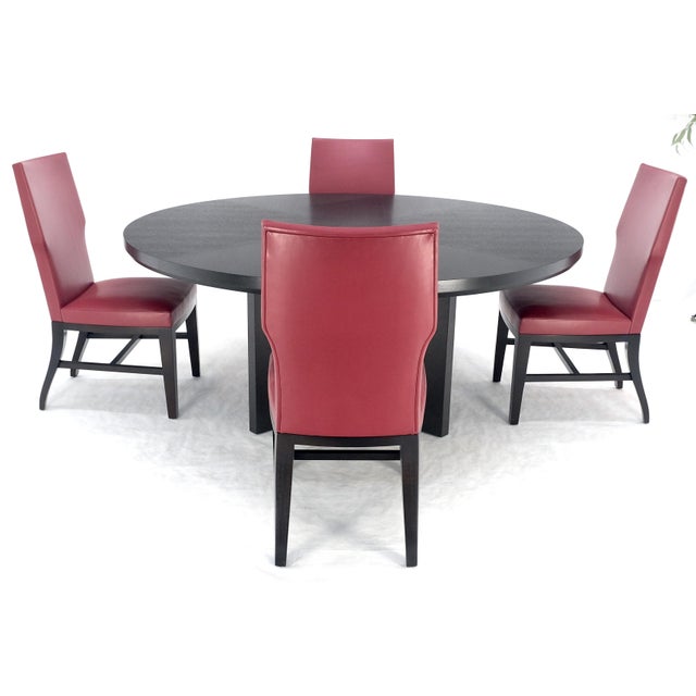 Holly Hunt Large 6' Diameter Round Ebonized Table Oak 4 Chairs Dining Set MINT! For Sale - Image 15 of 18