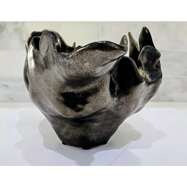 Global Views Global Views Meteor Bowl, Medium 22" Handcrafted Glazed Ceramic, Portugal For Sale - Image 4 of 11