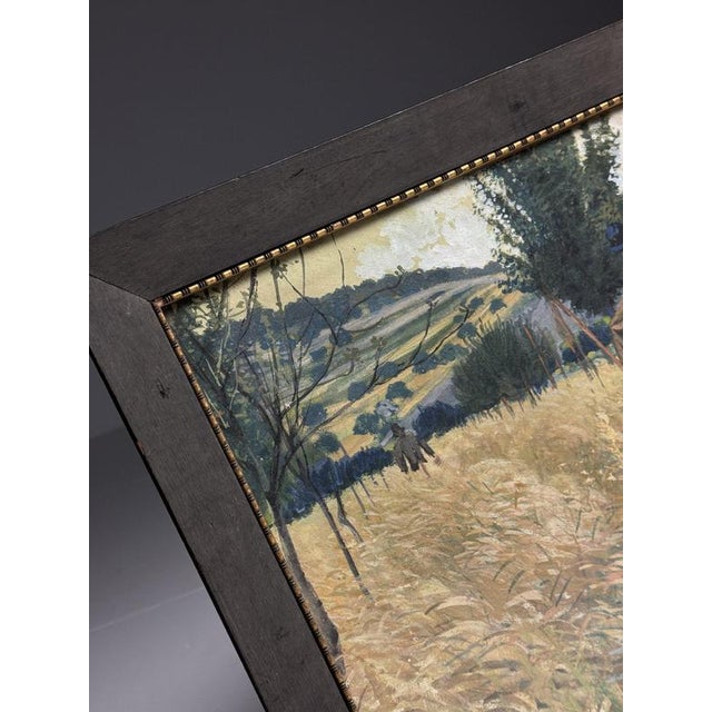 Unknown, Grain Field with Scarecrows, Chalk on Paper, Framed For Sale - Image 5 of 14