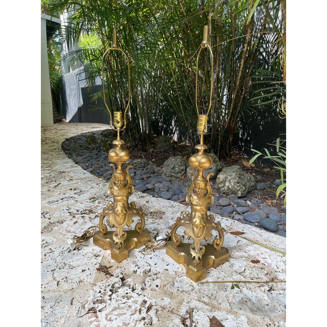 18th Century French Gilt Bronze Chenets Mounted as Lamps Circa 1750 - a Pair For Sale - Image 9 of 9