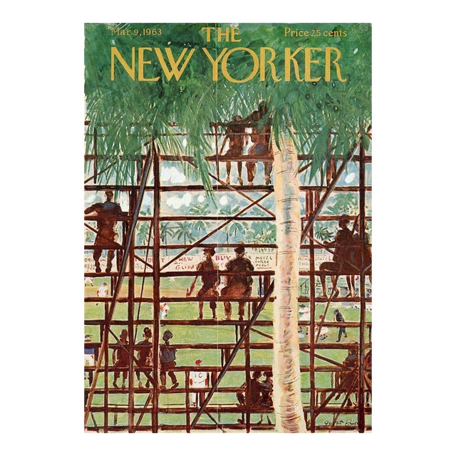 1963 Vintage New Yorker Magazine Cover, March 9, Garrett Price Cover Art, Baseball For Sale