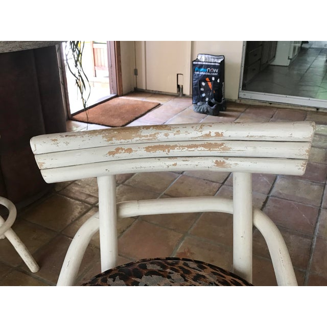 White Set of 4 Bamboo Barstools For Sale - Image 8 of 9