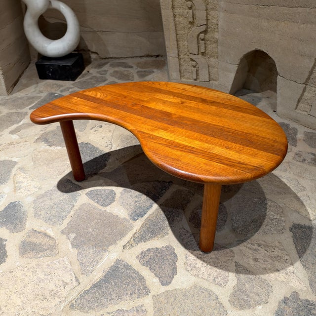 Coffee Solid Teak Wood Coffee or Side Table in a Kidney Shape Mid Century Modern For Sale - Image 8 of 16