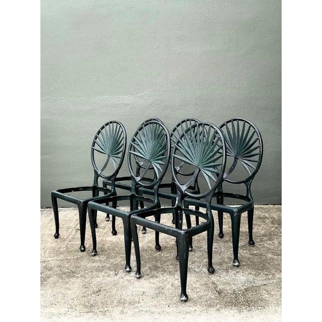Mid-Century Modern Vintage Palm Frond Outdoor Dining Chairs - Set of 6 For Sale - Image 3 of 12