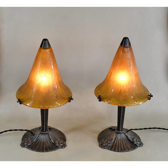 1920s 1920s Louis Katona & Daum French Art Deco Lamp - A Pair For Sale - Image 5 of 12