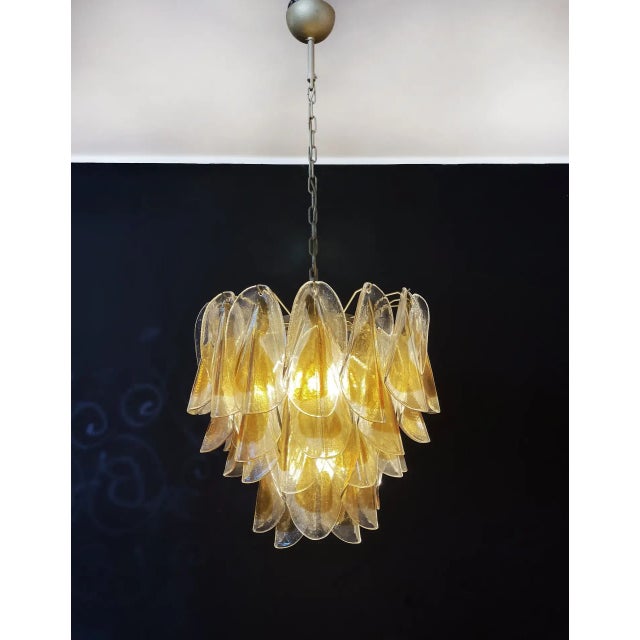 Murano Italian Murano Chandelier Amber Glass – 41 “Swallows” Amber Glass For Sale - Image 4 of 12