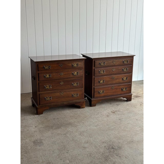 Pair of Pennsylvania House Georgian Cherry Bachelor Chests, C. Late 20th Century For Sale - Image 13 of 14