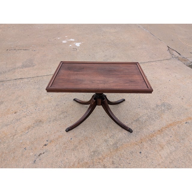 Mid 20th Century Georgian Mahogany Rectangular Pedestal Cocktail Table With Raised Edge For Sale - Image 11 of 11