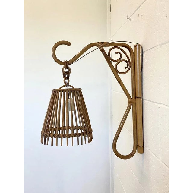 Wall Lamps in Wicker and Bamboo, 1970s, Set of 2 For Sale - Image 12 of 12
