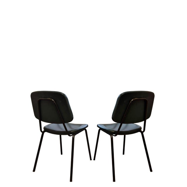 Italian Industrial Chairs in Metal and Green Vinyl, 1950s, Set of 2 For Sale - Image 10 of 14
