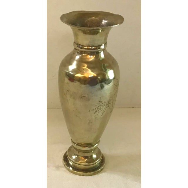 1940s WW II Brass Etched Vase For Sale In Dallas - Image 6 of 11