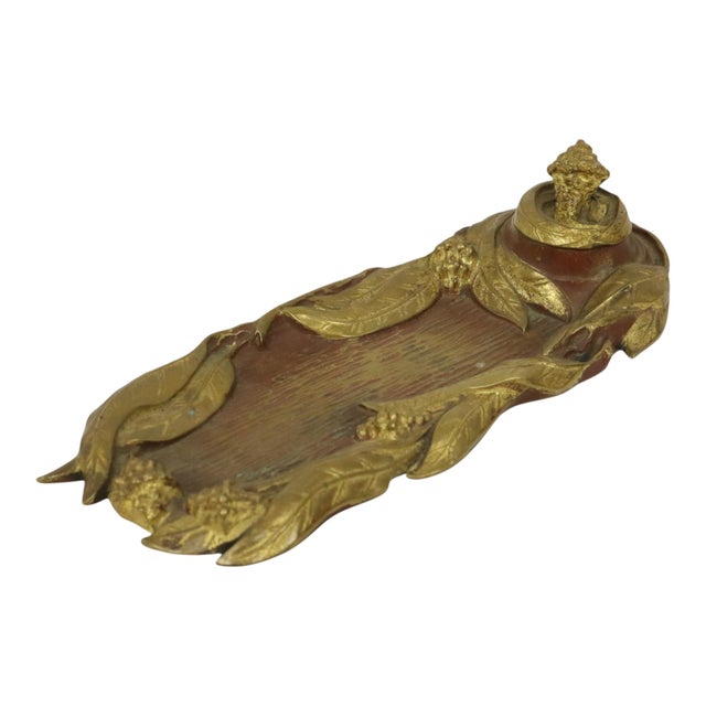 20th Century Art Nouveau Gilded Bronze Inkwell Pen Holder, 1890s For Sale - Image 3 of 18