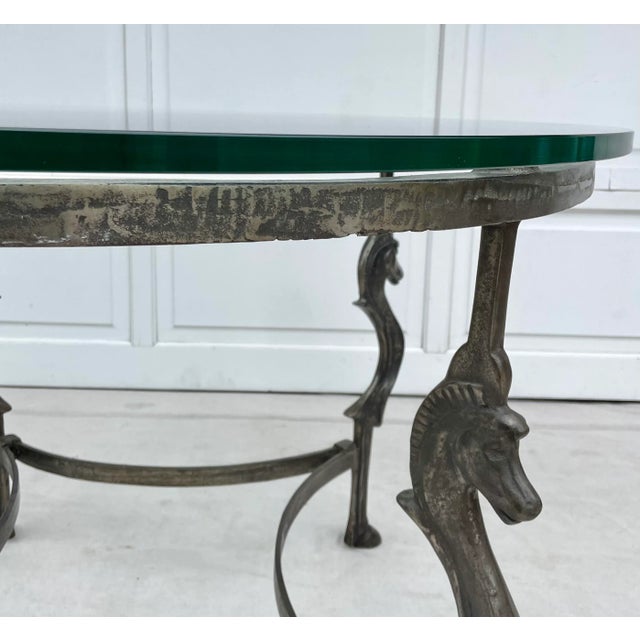 Late 20th Century Vintage Steel and Glass Horse Center Dining Table For Sale - Image 5 of 12
