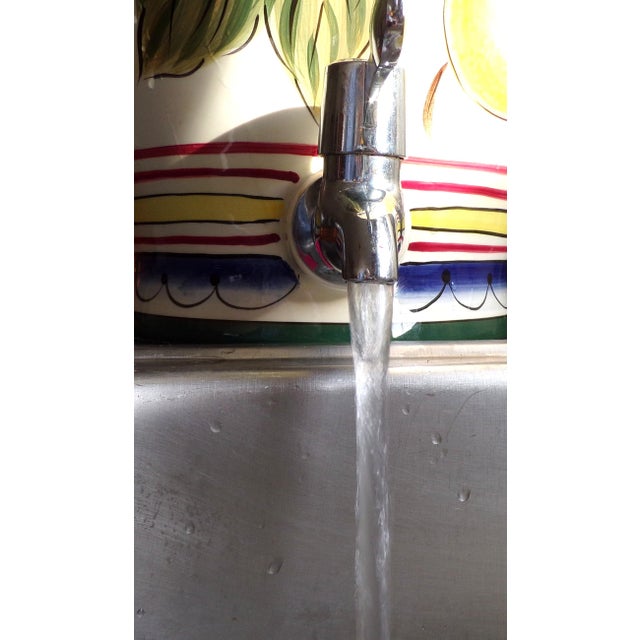 Late 20th Century Late 20th Century Large Hand‑Painted Tuscan‑Style 18" Lidded Beverage Dispenser by Tabletops Gallery For Sale - Image 5 of 9