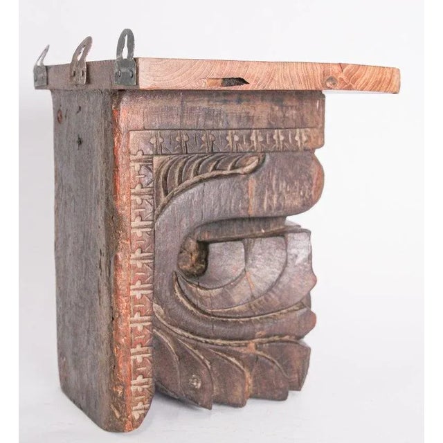 Wood Architectural Hindu Temple Carved Wood Fragment from India For Sale - Image 7 of 12