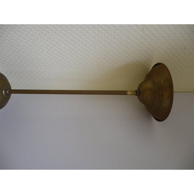 Pendant Light in Opaline Glass and Metal with Brass Shade, 1960s For Sale - Image 3 of 17