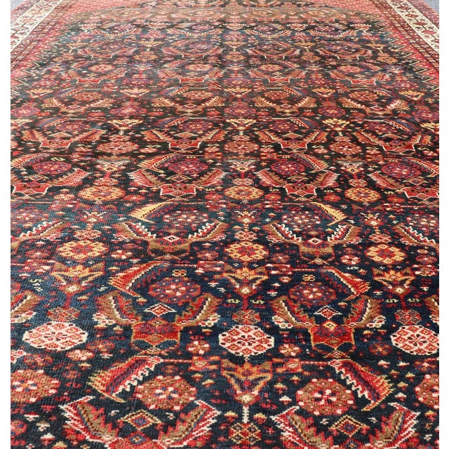 Tribal 19th Century Antique Persian Qashqai Rug 6' X 9'3" For Sale - Image 3 of 13