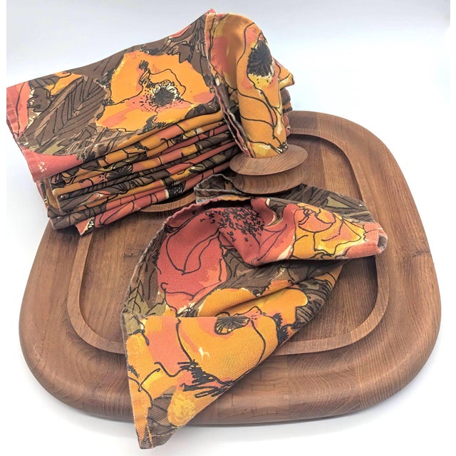 1970s 1970's Vera Neumann "Autumn" Cotton Napkins, Set of 11 For Sale - Image 5 of 12