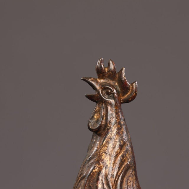 Bronze Late 20th Century Gilt Bronze Figure of a Rooster on a Lucky Bag Base For Sale - Image 8 of 9